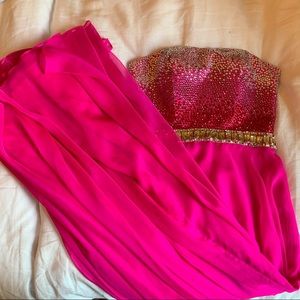 Sherri Hill Pink Long Jeweled Bodice Prom Dress